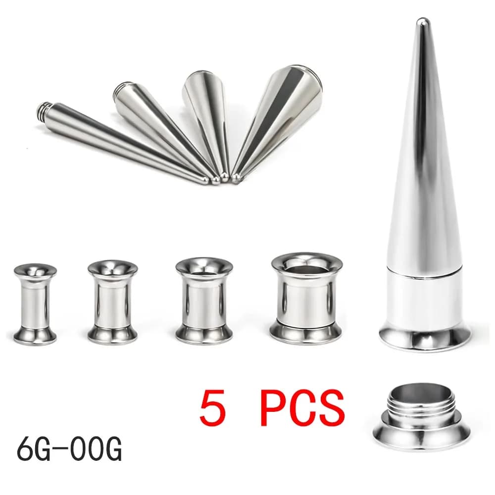 6G-00G 2 in 1 Set Ear Gauges Plugs Tunnels Taper Earrings Stretching Expander Kit Set for Women Men