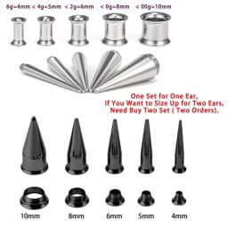 6G-00G 2 in 1 Set Ear Gauges Plugs Tunnels Taper Earrings Stretching Expander Kit Set for Women Men