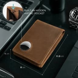 Retro Minimalist Men's AirTag Wallet RFID Blocking Wallet Multi Card Holder for Apple AirTag High Quality Genuine Leather Purse