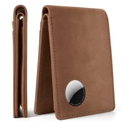 Retro Minimalist Men's AirTag Wallet RFID Blocking Wallet Multi Card Holder for Apple AirTag High Quality Genuine Leather Purse