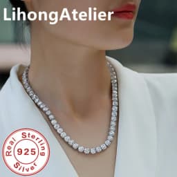 New 925 Sterling Silver Necklace 6mm Aaa Zircon Tennis Necklace Suitable For Women And Men Jewelry Gift