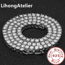 New 925 Sterling Silver Necklace 6mm Aaa Zircon Tennis Necklace Suitable For Women And Men Jewelry Gift