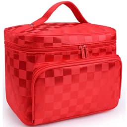 Lattice Big Cosmetic Bag Women Stripe Waterproof Professional Toiletry Kit Wash Necessaire Travel Organizer Make up Box SZL61