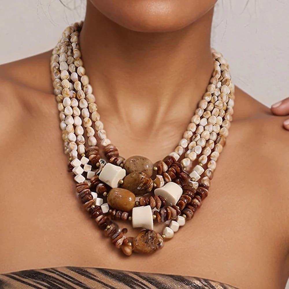 Statement Exaggerated Multi-layer Beads Necklace Handmade for Woman Wedding Party Jewelry