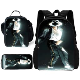 Child School Cool Popular Singers Michaels Jackson Backpack with Lunch Bags ,Pencil Bags ,School Bags for Boys Girls Best Gift