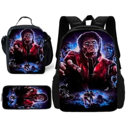 Child School Cool Popular Singers Michaels Jackson Backpack with Lunch Bags ,Pencil Bags ,School Bags for Boys Girls Best Gift
