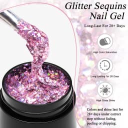 7pcs Glitter Sequins Gel Nail Polish Set Pink Silver Laser Glitter Semi Permanent Soak Off UV Gel Varnish Manicure Nail Supplies