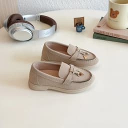 Children's Slip-On Loafers Retro British Style Casual Shoes Leather Shoes for Boys And Girls Breathable Rubber Sole Summer Shoes