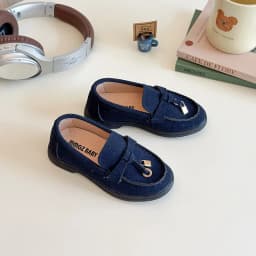 Children's Slip-On Loafers Retro British Style Casual Shoes Leather Shoes for Boys And Girls Breathable Rubber Sole Summer Shoes