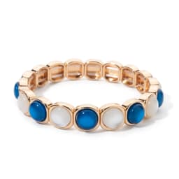 2024 New Design 10mm Enamel Bangle For WOMEN Gold Color Crystal Charm Elastic Bracelets Hand Accessory