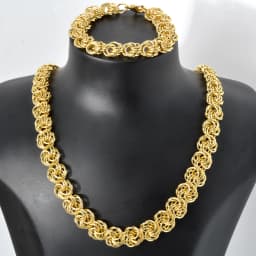 1 Set Necklace And Bracelet ,Multi Layered Link Chain,Gold Color Chunky Choker ,Punk Braided Clavicular Collar,Dubai Jewelry CCB