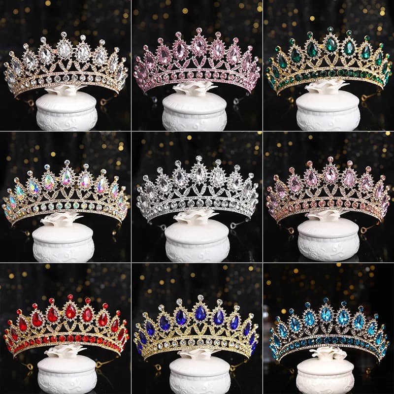 Luxury Gold Color Crystal Pearls Bridal Tiaras Crown Rhinestone Pageant Diadem Headbands Wedding Hair Accesspries