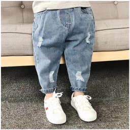 0-6 Year Old Boys Jeans Infant Set Children Girls Denim Ripped Jeans Korean Fashion Kids Trousers Toddler Casual Loose Pants