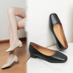 New Flat Women Loafers Simple Low Heels Office Work Casual Shoes Slip on Flat Footwear Ladies Square Toe Shoes Work Shoes
