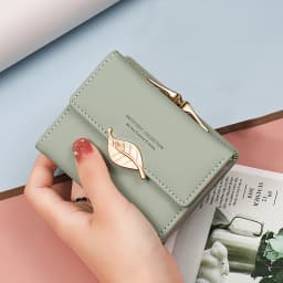 New Purse Female Japan and South Korea Small Fresh PU Solid Color Three Fold Bag Multi-Card Folding Large Capacity Coin Student