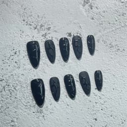 Handmade Press on Nails Short Black Simple Reusable Adhesive False Nails Artifical Acrylic Full Cover Manicure Nail Tips Kit