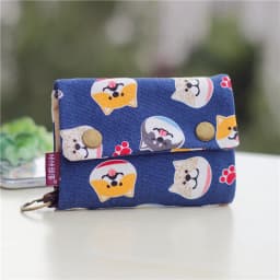 Handmade Three Fold Fabric Wallet Women Men Simple Short Zipper Purses for Teens Personality Multi-function Key Bag Card Holder