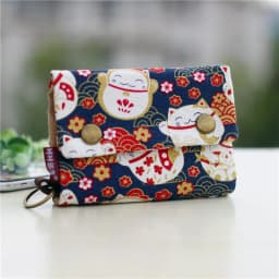 Handmade Three Fold Fabric Wallet Women Men Simple Short Zipper Purses for Teens Personality Multi-function Key Bag Card Holder