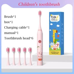 Children's Clean Sonic Electric Toothbrush Cartoon Pattern for Kids with Replacement Tooth Brush Head Toothbrush Soft Nozzles