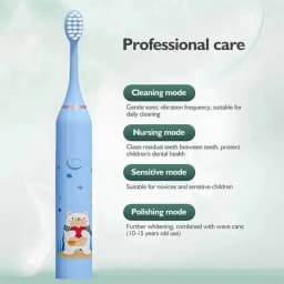 Children's Clean Sonic Electric Toothbrush Cartoon Pattern for Kids with Replacement Tooth Brush Head Toothbrush Soft Nozzles