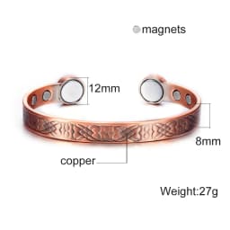 Vinterly Pure Copper Bracelets Adjustable Vintage Knot Magnetic Bangles 8mm Wide Arthritis Health High Magnet Jewelry Resizable