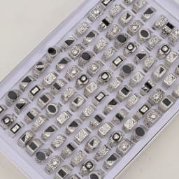20Pcs/Lot Retro Punk Gothic Enamel Oil Drop Square Rings for Men Women Vintage Jewelry Accessories Party Gifts Mix Style