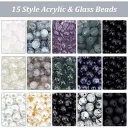 900pcs 6mm Marble Glass Beads 15 Color Black White Bracelet Beads Round Loose Beads Crystal Bead for Bracelet Earring Necklace
