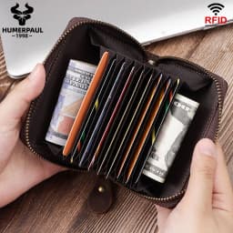 Crazy Horse Leather Business Card Holder Wallet RFID Bank/ID/Credit Card Case Anti Demagnetization Organizer Wallets