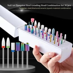 30Pcs Nail Drill Bits Ceramic Diamond Cuticle Efile Carbide Remover for Home Salon Acrylic Gel Nail Manicure Pedicure Tools