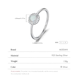 MODIAN 925 Sterling Silver Vintage Sunflower Delicate Opal Trendy Ring For Women White Gold Plated Stackable Fine Jewelry Gift