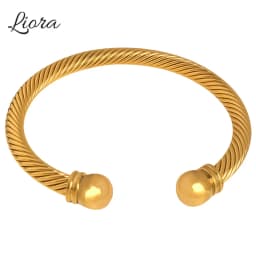 Liora Simple Twisted Cuff Bracelets For Women Men 316L Stainless Steel Round Wristband Bangle Unisex Fashion Waterproof Jewelry