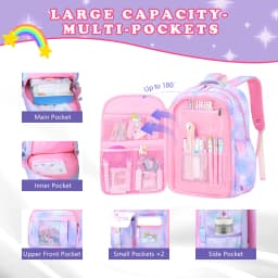 3Pcs School Backpack For Girls Large Capacity Kid's School Bag with Lunch Pancil Carry Case Bag Travel Backpack Child Gift