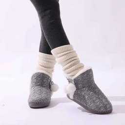 Litfun Winter Warm Plush Boots For Women Outdoor Soft Sole Non-slip Knit Furry Snow Boots Indoor Cozy Fur House Cotton Slippers
