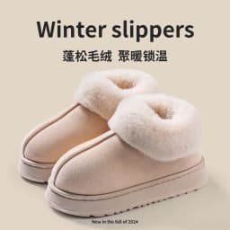 High Quality of Women's Fashion Snow Boots Fluffy Plush Faux Fur Soft Slippers Winter Indoor Comfortable Home Men's Shoes