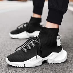 YRZL Men's High Top Mesh Sneakers Lightweight Breathable Fashion Casual Walking Shoes for Men Comfortable Running Shoes for Men