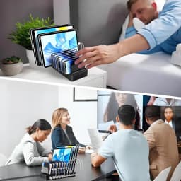 100W Multi-Functional Charger with 5 USB and 5 Type-C Ports Built-in Stand Compatible with Phone Tablet for Home Office Travel
