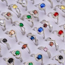 25Pcs/Lot Fashion Luxury Colorful Rhinestone Rings For Women Mix Style Engagement Wedding Jewelry Party Gifts Wholesale