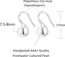 Silver Plated Gold Plated Hoop Handpicked AAA+ Quality White Freshwater Cultured Pearl Dangle Drop Earrings Jewelry for Women