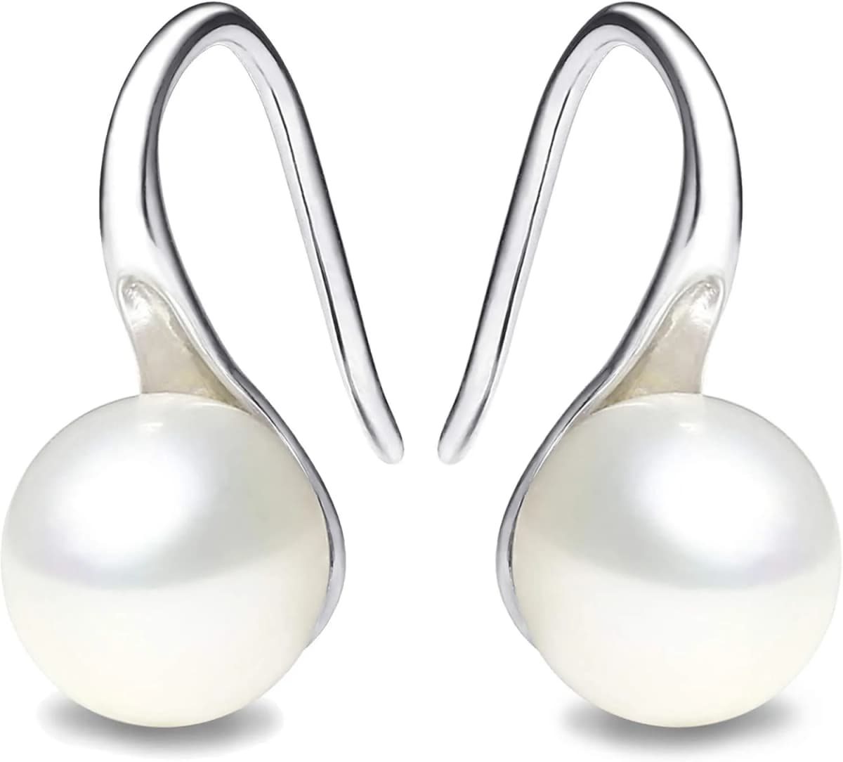 Silver Plated Gold Plated Hoop Handpicked AAA+ Quality White Freshwater Cultured Pearl Dangle Drop Earrings Jewelry for Women