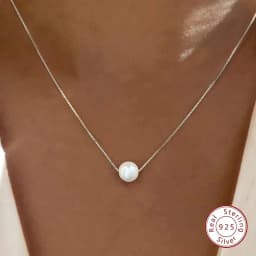 925 Sterling Silver Luxury Fashion White 6MM 8MM 10MM Mother of Pearl Pendant Necklace for Women Wedding Jewelry Accessories