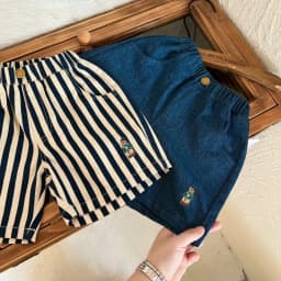 Ircomll New Classic Shorts for Boys Baby Cotton Stripe Elastics Waist Casual Summer Toddler Shorts Lightweight 9m-4 Years
