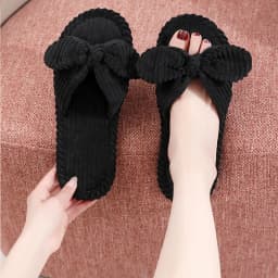 Women's Bow Flat Heel Slippers Home Non-slip Open-toe Breathable Slippers for All Season ladies Bedroom Fashion Soft Sole Slides