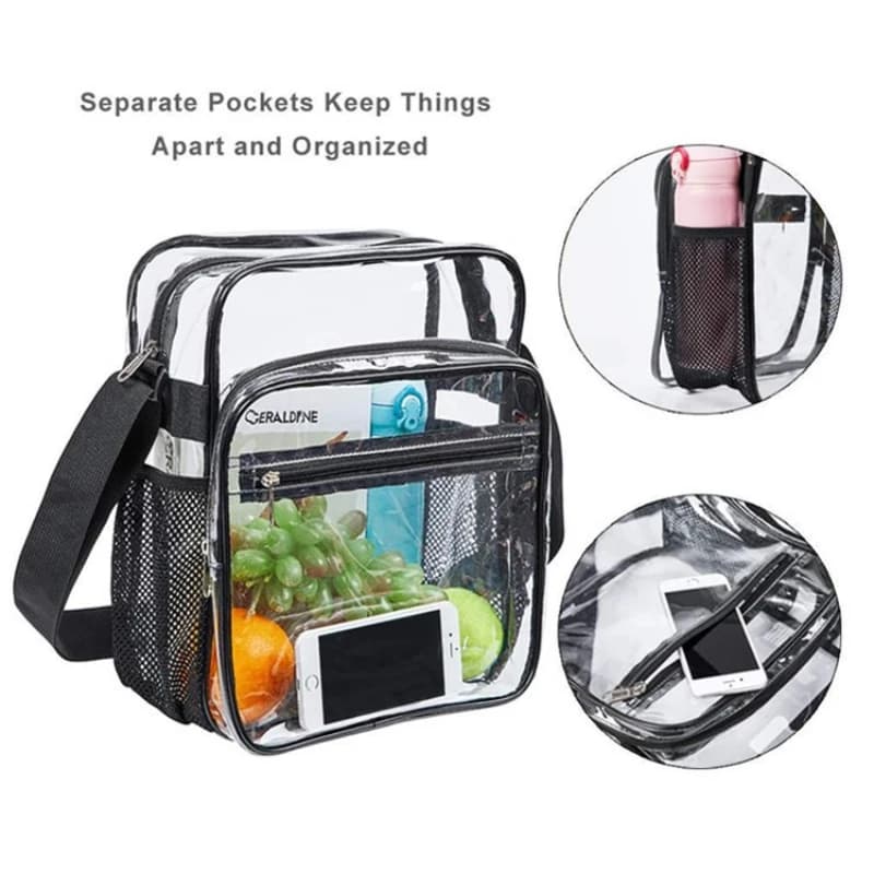 TINYAT Women Lightweight Mesh Strap Waterproof Transparent Pvc Bags Umbrella Cell Phone with Front Pocket Casual Handbag