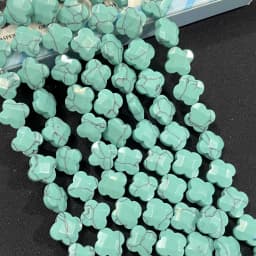 Natural Faceted Flower Clover Quartz Turquoise Agates Spacer Beads For Jewelry Making DIY Bracelet Necklace 12MM 14MM