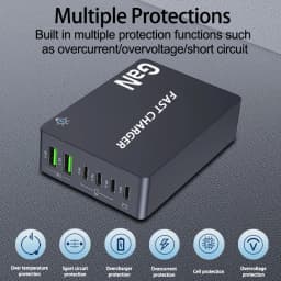 6-Ports PD USB GaN Fast Charging Station EU/KR/US/UK Plug Multi Port Socket Adapter For Smartphone Tablet Laptop Quick Chargers