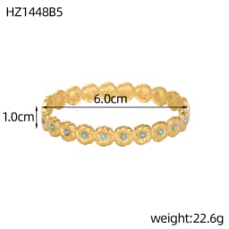 Luxury Bangles Popular Stainless Steel Trendy High Quality Inlaid With Full Zircon Gold Plated Clover Four-leaf Shape Bangles