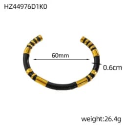 Vintage Bamboo Enamel Waterproof C-shaped Enamel Hand Bracelet Ladies Stainless Steel Gold Plated High Touch Bracelet