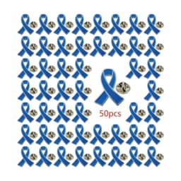 Blue Ribbon Pin 5/10/50/100 Pcs Colon Cancer Prostate Cancer Awareness Pin Blue Brooch Enamel Lapel Pins