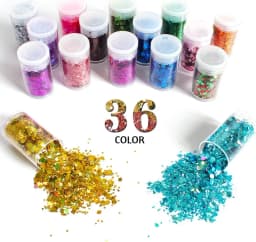 Ultra Fine Glitter 36Colors Set, Holographic Glitter Powder for,Epoxy Resin Arts and Crafts Glitter,Glitter for Nail Makeup