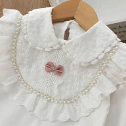 Girls' School Shirt - White Long Sleeve Lace Top for Toddler To Teen, Classic Blouse for Kids Girls Blouse